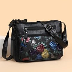 Floral Pattern Crossbody Bag Zipper Shoulder Bag Purse