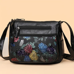 Floral Pattern Crossbody Bag Zipper Shoulder Bag Purse