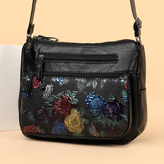 Floral Pattern Crossbody Bag Zipper Shoulder Bag Purse
