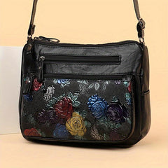 Floral Pattern Crossbody Bag Zipper Shoulder Bag Purse