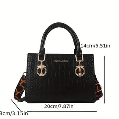 Crocodile Pattern Crossbody Top Handle Tote Bag Women's Stylish Shoulder Purse