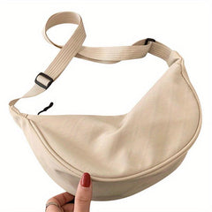 Solid Chest Bag Minimalist Crescent Zipper Crossbody Bag