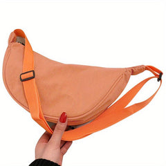 Solid Chest Bag Minimalist Crescent Zipper Crossbody Bag