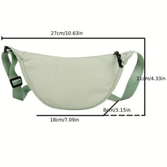 Solid Chest Bag Minimalist Crescent Zipper Crossbody Bag