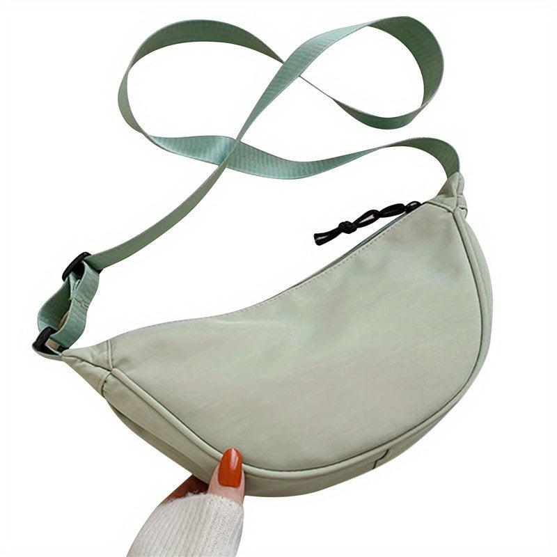 Solid Chest Bag Minimalist Crescent Zipper Crossbody Bag