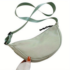 Solid Chest Bag Minimalist Crescent Zipper Crossbody Bag