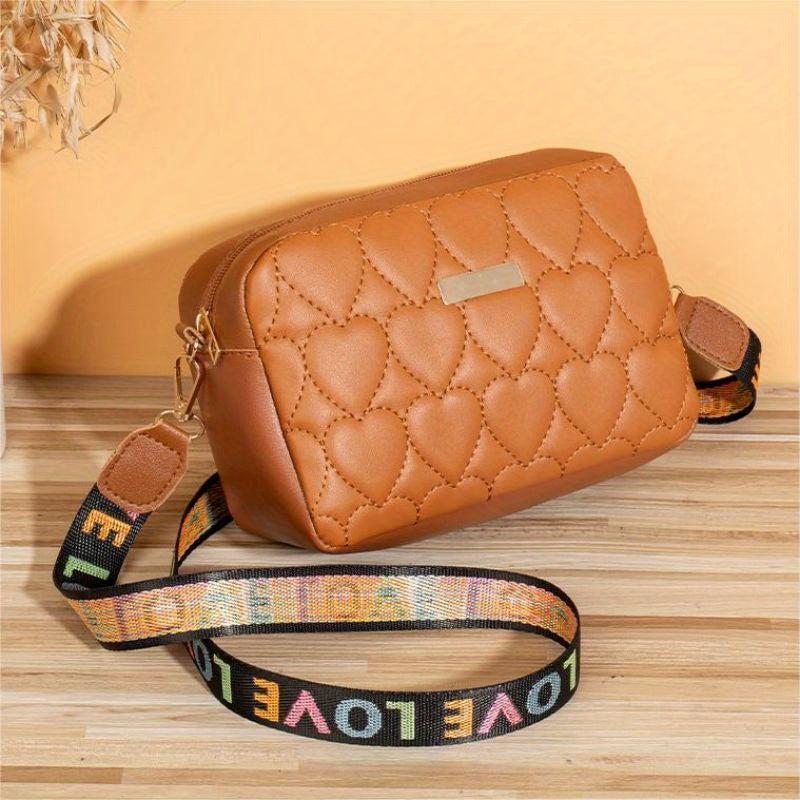 Vintage Quilted Crossbody Bag with Wide Strap