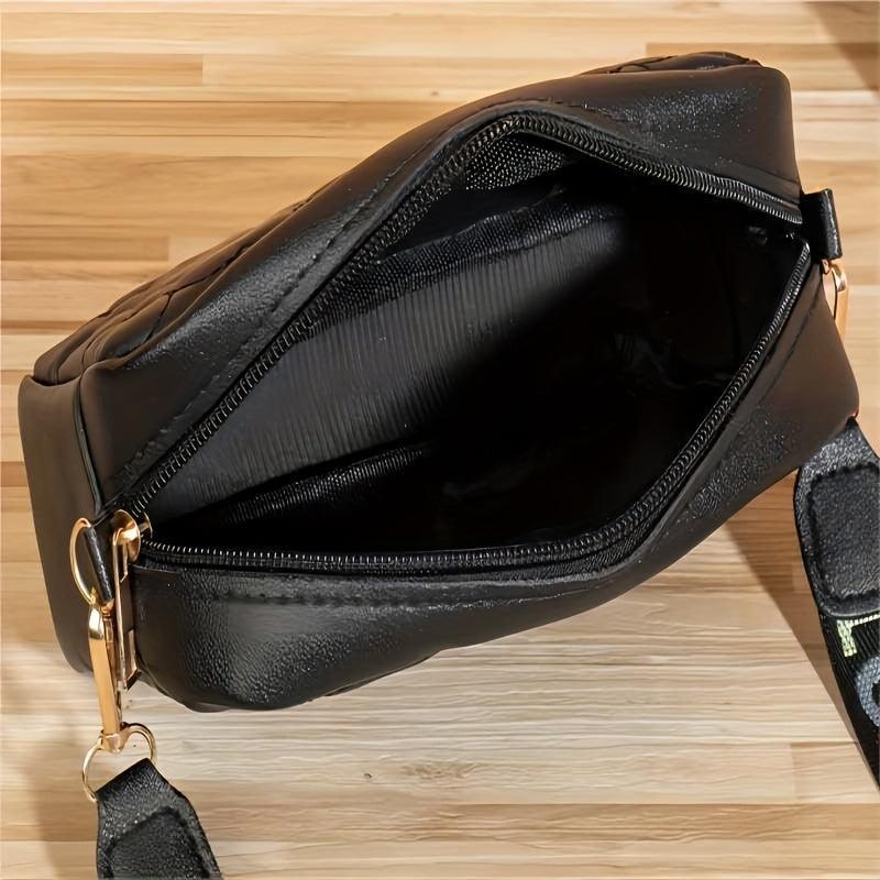 Vintage Quilted Crossbody Bag with Wide Strap