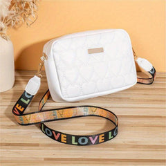 Vintage Quilted Crossbody Bag with Wide Strap