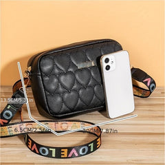 Vintage Quilted Crossbody Bag with Wide Strap
