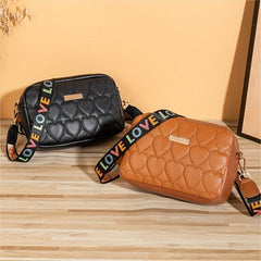 Vintage Quilted Crossbody Bag with Wide Strap