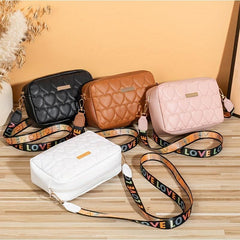 Vintage Quilted Crossbody Bag with Wide Strap