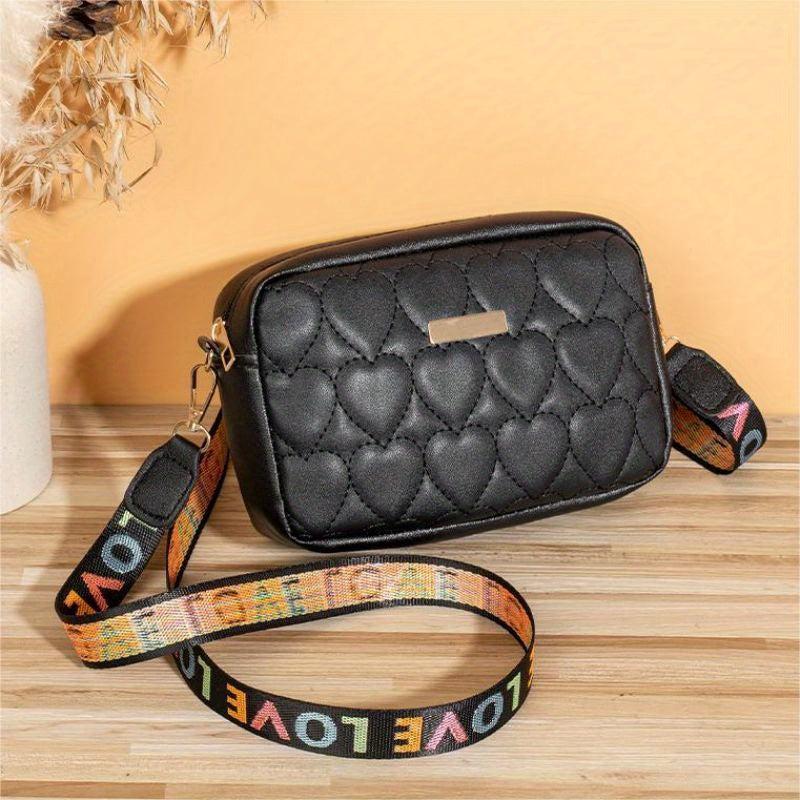 Vintage Quilted Crossbody Bag with Wide Strap
