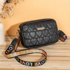 Vintage Quilted Crossbody Bag with Wide Strap