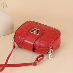 Argyle Quilted Crossbody Bag Heart Decor Shoulder Bag