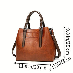 Retro Soft Leather Tote Bag Large Capacity Casual Ladies Shoulder Bag