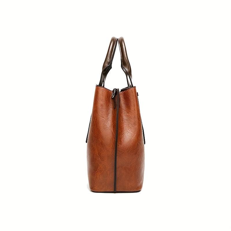 Retro Soft Leather Tote Bag Large Capacity Casual Ladies Shoulder Bag