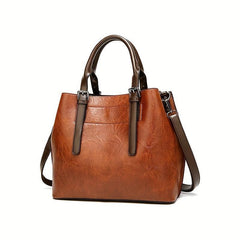 Retro Soft Leather Tote Bag Large Capacity Casual Ladies Shoulder Bag