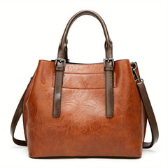 Retro Soft Leather Tote Bag Large Capacity Casual Ladies Shoulder Bag