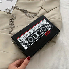 Tape Pattern Box Shoulder Bag Chain Bag Women's Square Bag