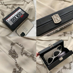 Tape Pattern Box Shoulder Bag Chain Bag Women's Square Bag