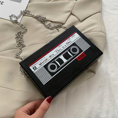 Tape Pattern Box Shoulder Bag Chain Bag Women's Square Bag