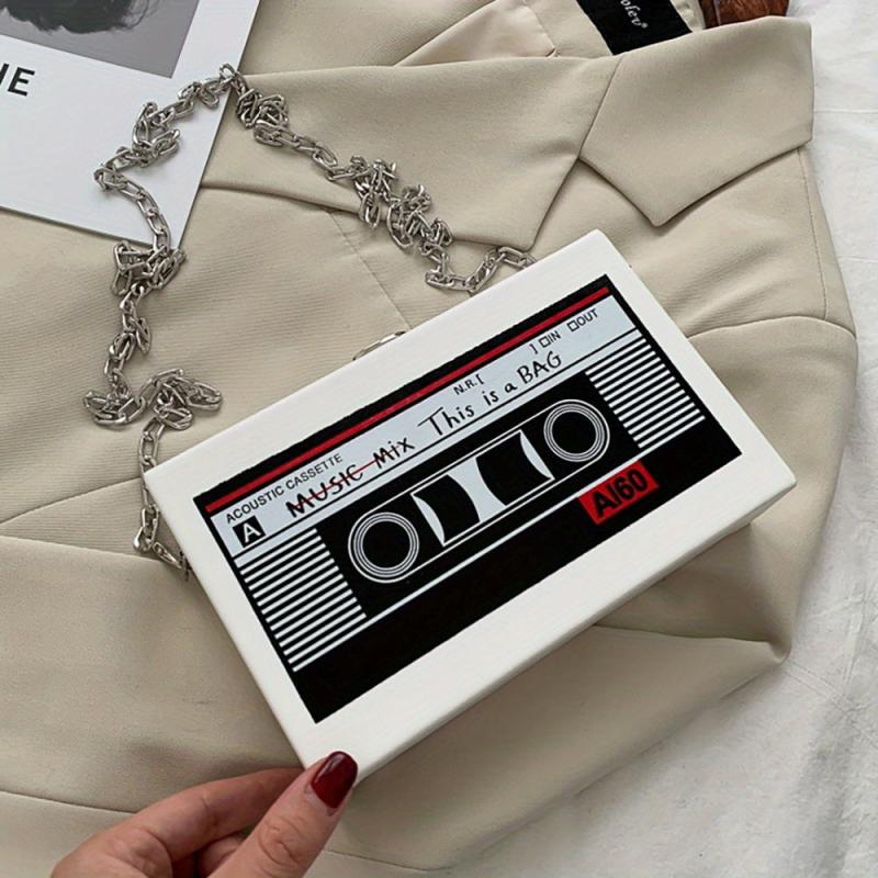 Tape Pattern Box Shoulder Bag Chain Bag Women's Square Bag