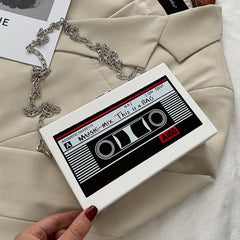 Tape Pattern Box Shoulder Bag Chain Bag Women's Square Bag