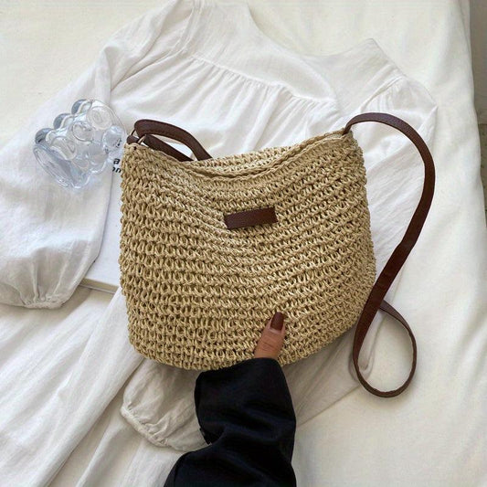 Straw Beach Crossbody Bag Casual Shoulder Bag Women's Summer Handbag Purse