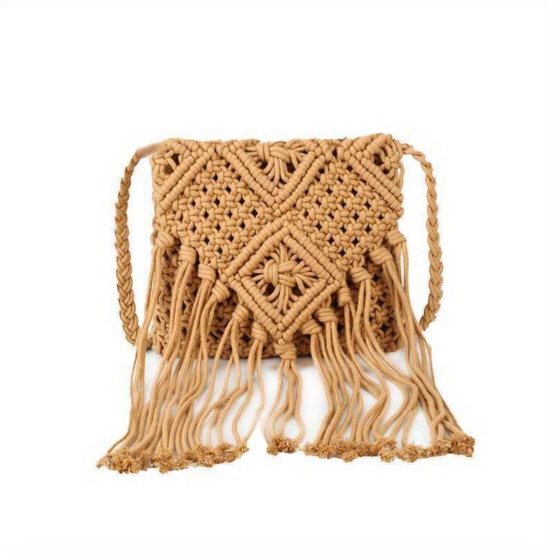Argyle Crossbody Bag with Fringe Flap Purse