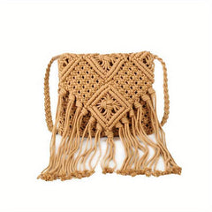 Argyle Crossbody Bag with Fringe Flap Purse