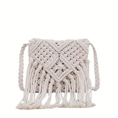Argyle Crossbody Bag with Fringe Flap Purse