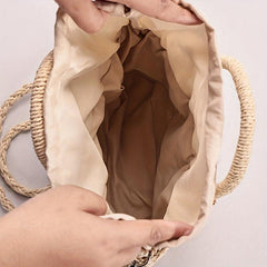 Straw Crossbody Bag Tassel Decor Beach Shoulder Bag