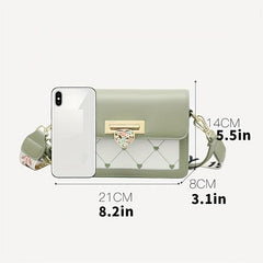 Love Embroidered Shoulder Bag Colorblock Crossbody Wide Strap