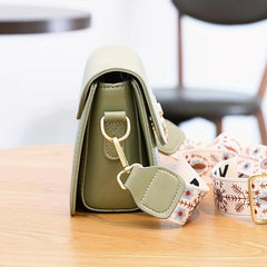 Love Embroidered Shoulder Bag Colorblock Crossbody Wide Strap