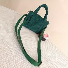 Corduroy Crossbody Bag Mini Handbag Casual Travel Shoulder Bag