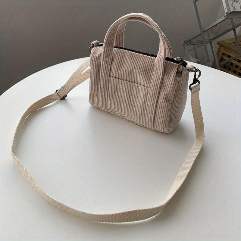 Corduroy Crossbody Bag Mini Handbag Casual Travel Shoulder Bag