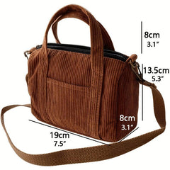 Corduroy Crossbody Bag Mini Handbag Casual Travel Shoulder Bag
