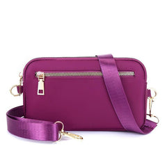 Nylon Small Square Satchel Bag for Women, Shoulder Zipper Phone Purse