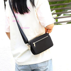 Nylon Small Square Satchel Bag for Women, Shoulder Zipper Phone Purse