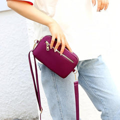 Nylon Small Square Satchel Bag for Women, Shoulder Zipper Phone Purse