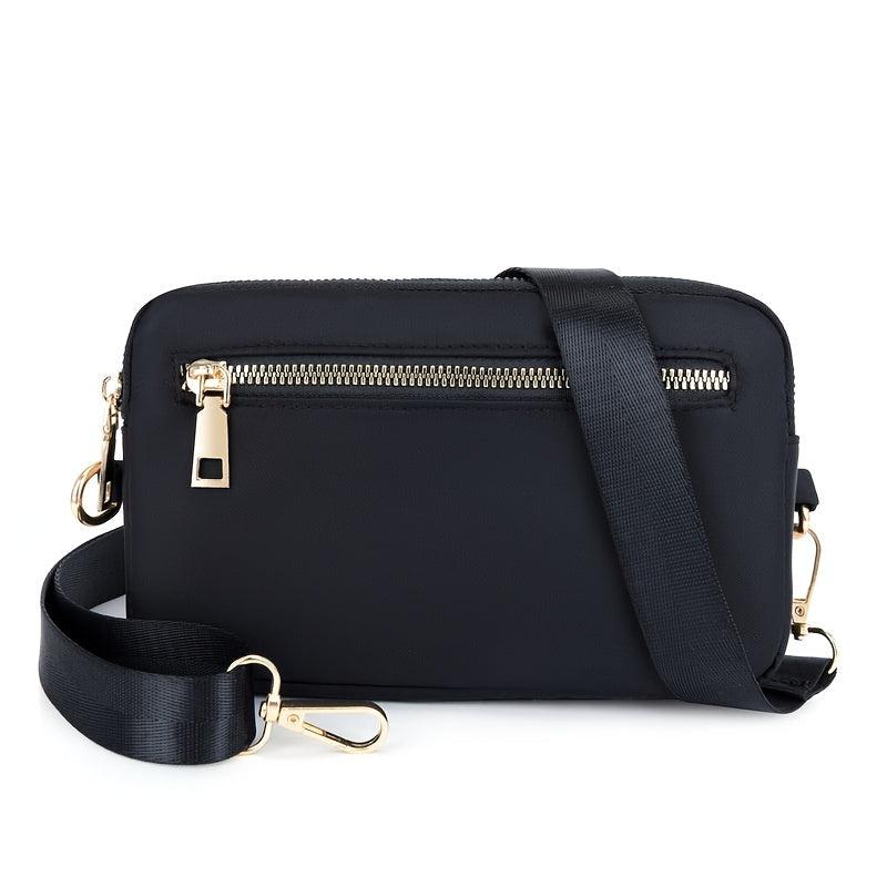 Nylon Small Square Satchel Bag for Women, Shoulder Zipper Phone Purse