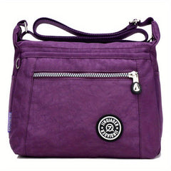 Letter Patch Crossbody Bag Nylon Shoulder Bag Travel Shopping