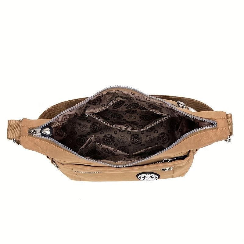 Letter Patch Crossbody Bag Nylon Shoulder Bag Travel Shopping