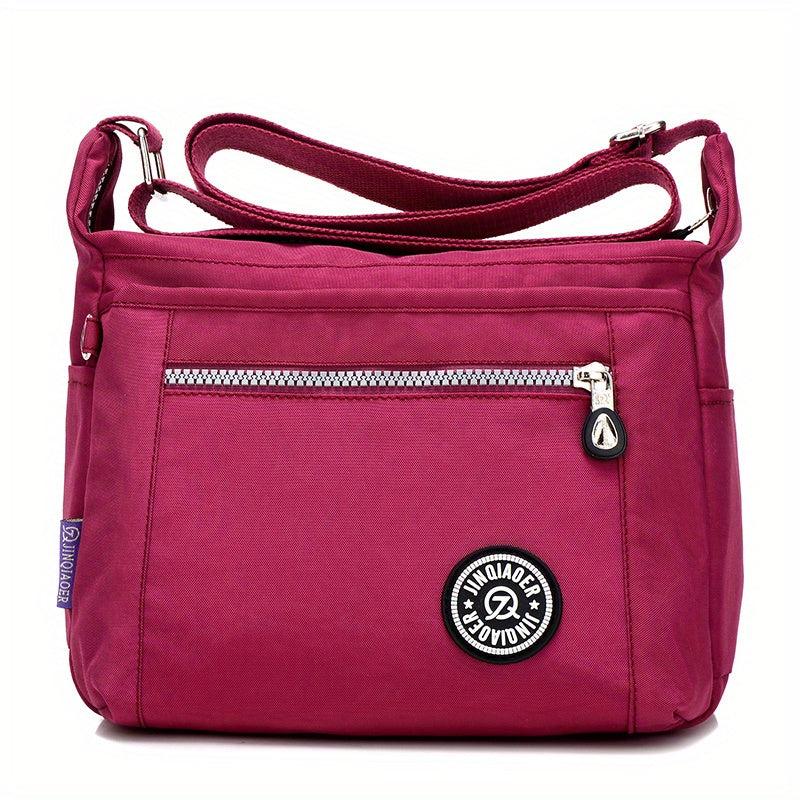Letter Patch Crossbody Bag Nylon Shoulder Bag Travel Shopping