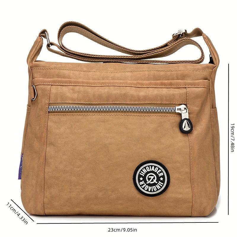 Letter Patch Crossbody Bag Nylon Shoulder Bag Travel Shopping