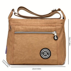 Letter Patch Crossbody Bag Nylon Shoulder Bag Travel Shopping