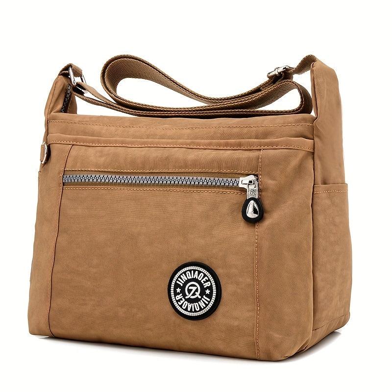 Letter Patch Crossbody Bag Nylon Shoulder Bag Travel Shopping