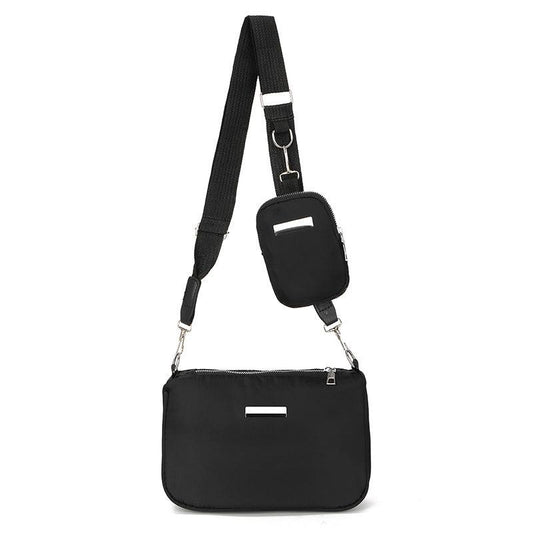 Metal Decor Crossbody Bag With Coin Purse Solid Shoulder Bag