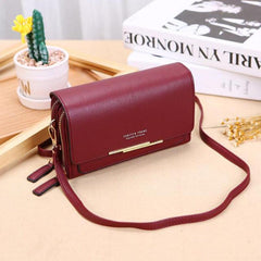 Metal Decor Crossbody Wallet Coin Purse Card Slots